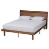 Baxton Studio Decker MidCentury  Walnut Brown Finished Wood Full Size Platform Bed with Charging Station 217-11893-ZORO